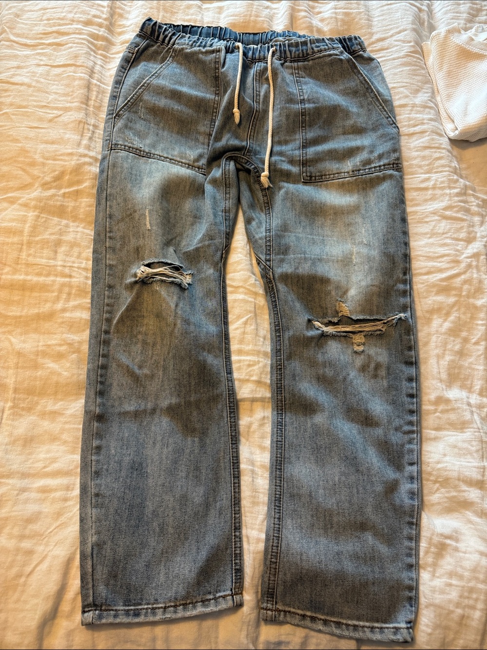 Mustard Seed Distressed Light Blue Boyfriend Jeans